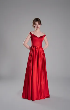 Off-Shoulder Flowing Side Slit A-Line Evening Dresses
