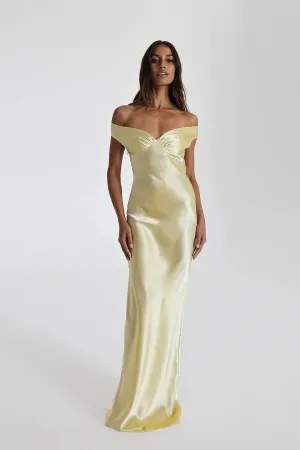 Off Shoulder Satin Maxi Dress