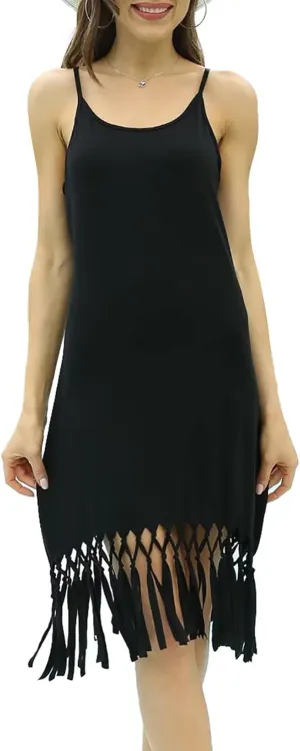 pinziko Women's 2023 Summer Casual Tank Dresses Sleeveless Swing Beach Sun Dress