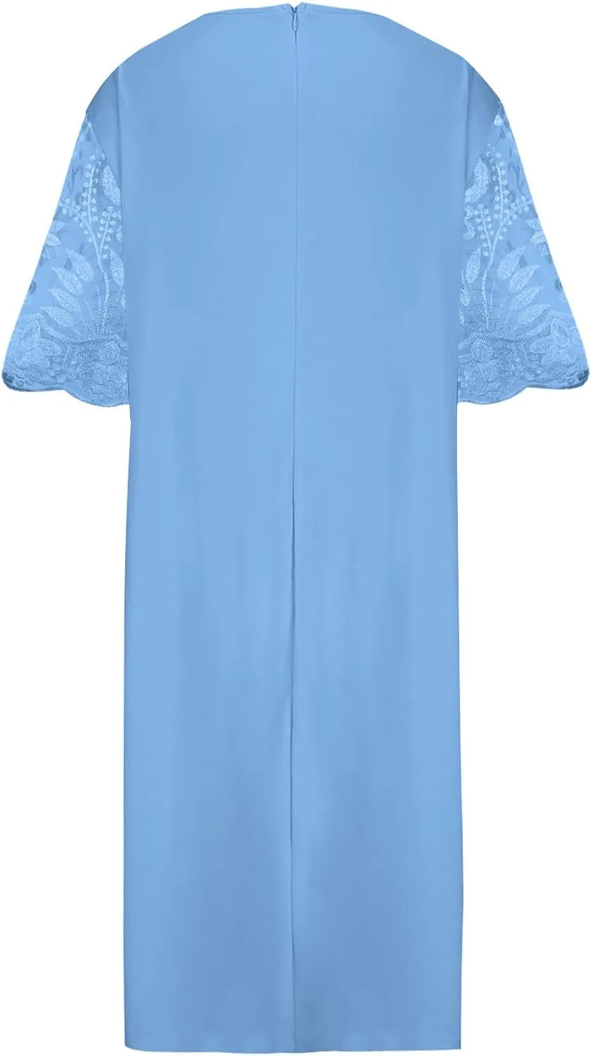 Plus Size Dresses Wedding Guest Women Formal Lace Cocktail Party Summer A Line Dress Evening Knee Length Midi Dress
