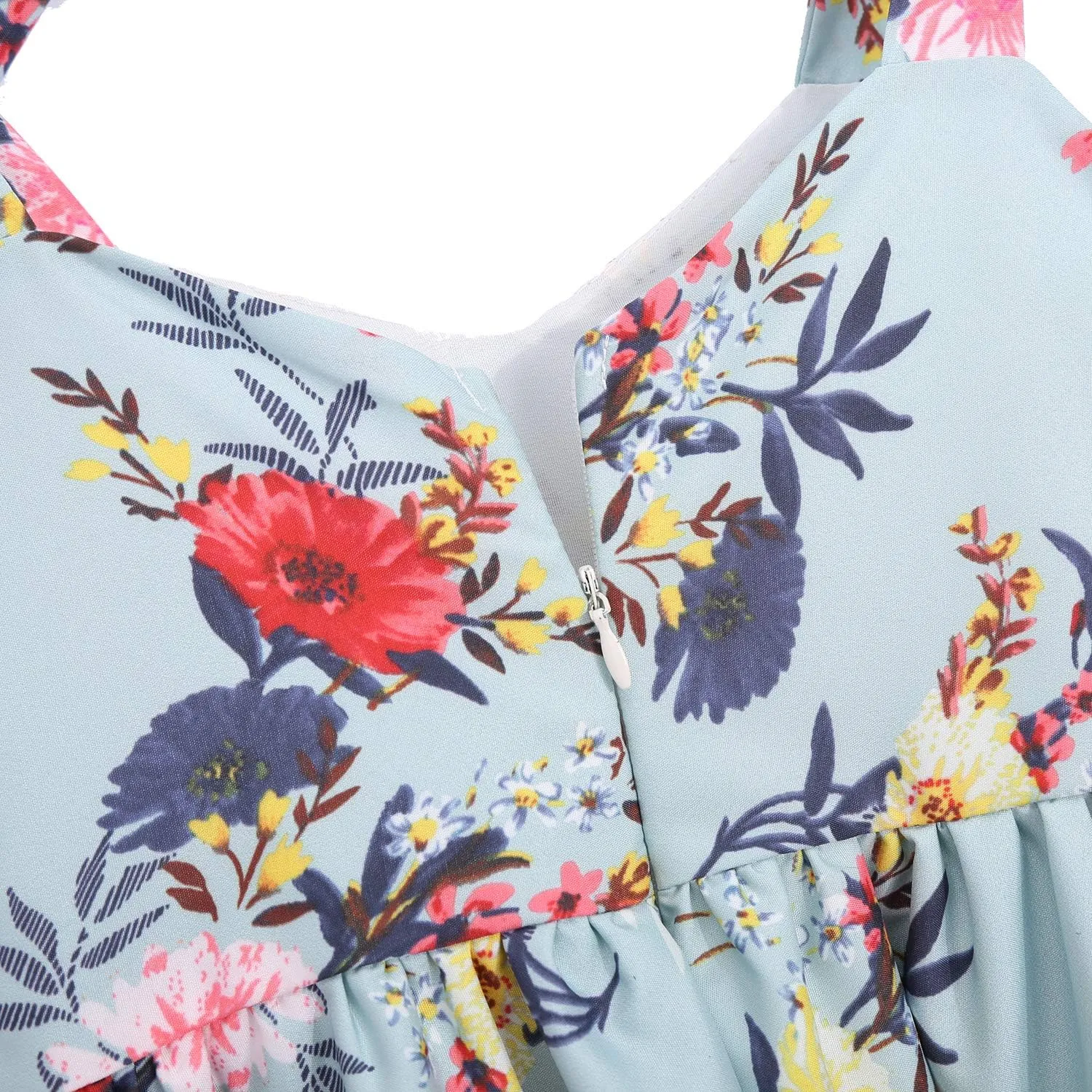 PopReal Mommy and Me Floral Printed Dresses Shoulder Straps Bowknot Chiffon Sleeveless Beach Mini Sundress