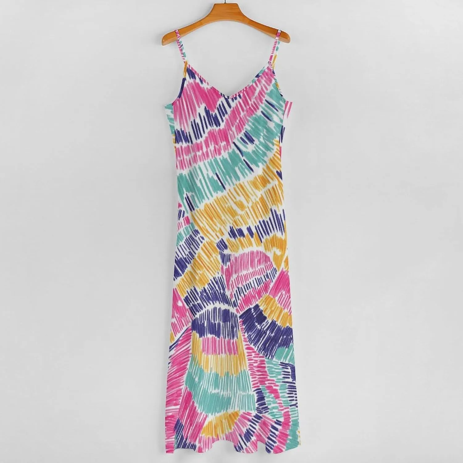 Red Dragon Pattern Women's Casual Maxi Dresses Summer Spaghetti Straps Long Sleeveless Dress Sundress