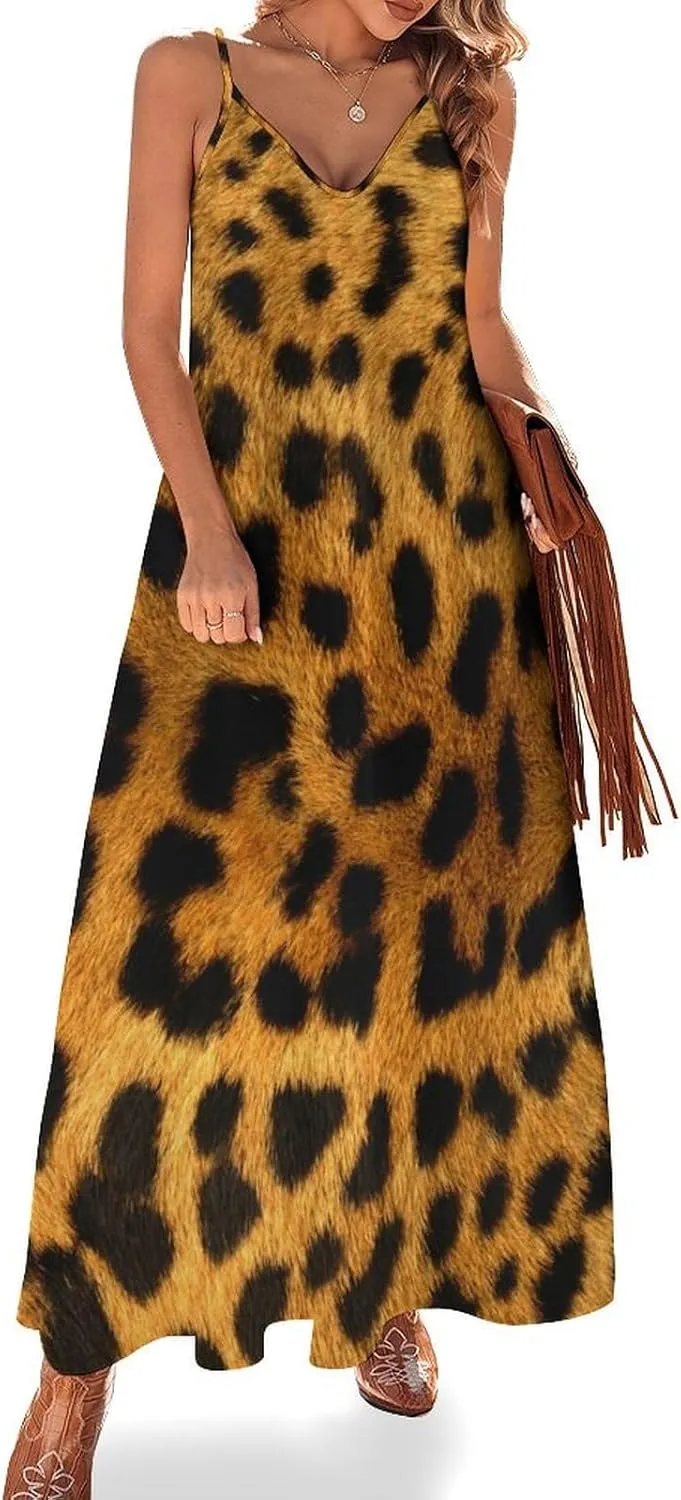 Red Dragon Pattern Women's Casual Maxi Dresses Summer Spaghetti Straps Long Sleeveless Dress Sundress