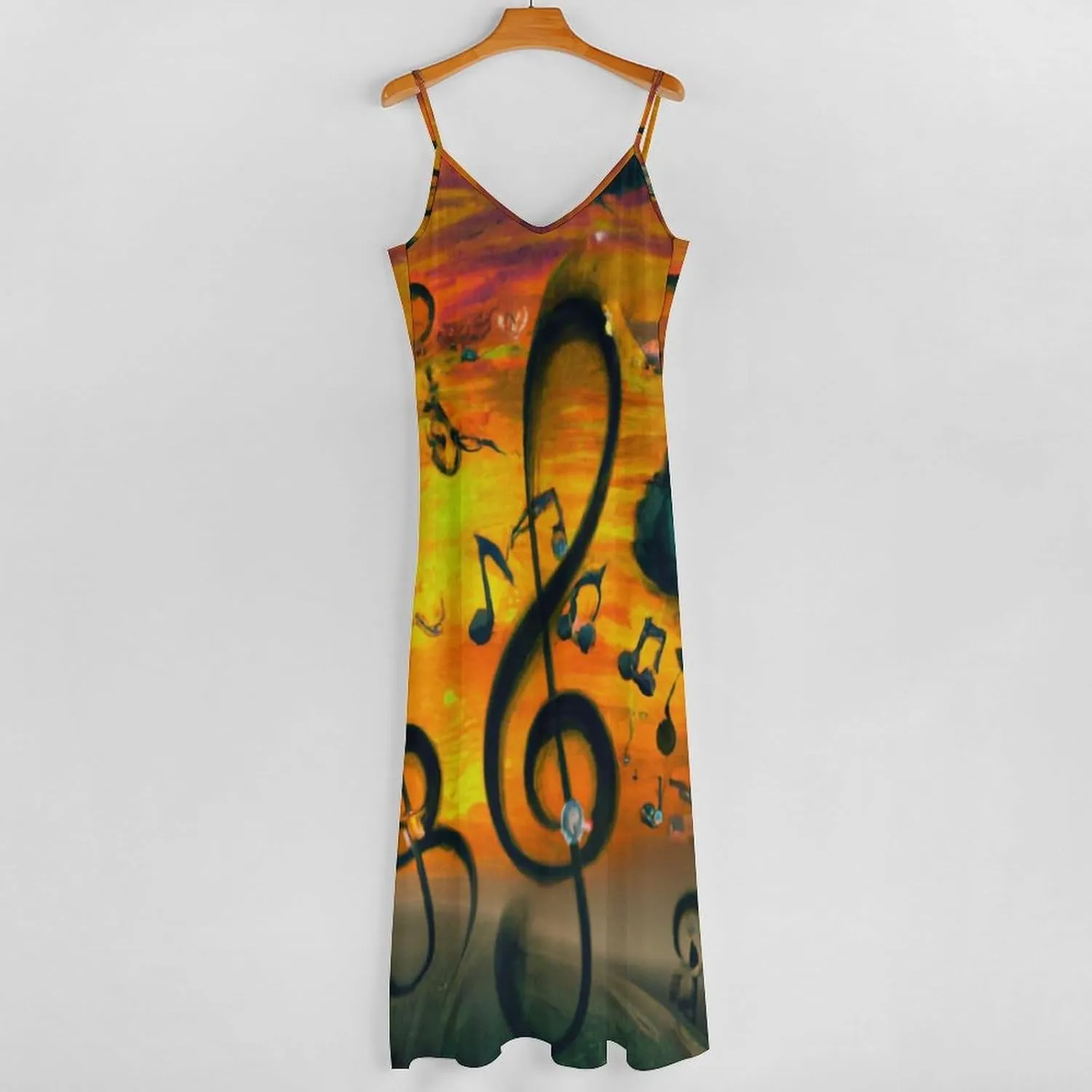 Red Dragon Pattern Women's Casual Maxi Dresses Summer Spaghetti Straps Long Sleeveless Dress Sundress
