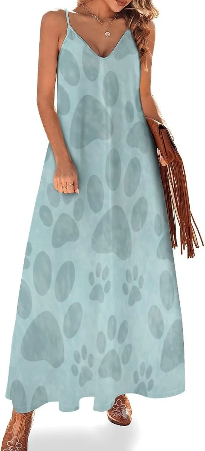Red Dragon Pattern Women's Casual Maxi Dresses Summer Spaghetti Straps Long Sleeveless Dress Sundress