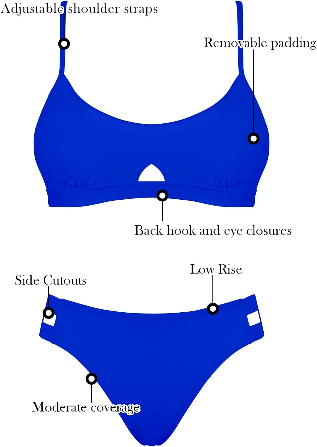 RELLECIGA Low Waisted Bikini Set for Women Scoop Neck Cutout Two Piece Swimsuit