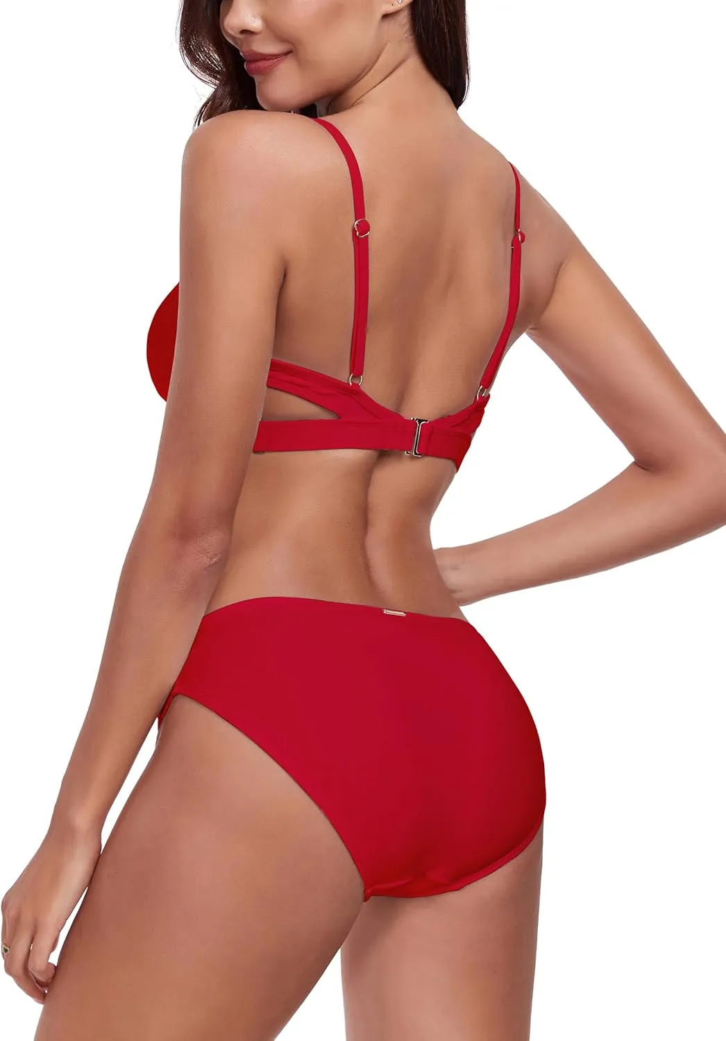 RELLECIGA Low Waisted Bikini Set for Women Scoop Neck Cutout Two Piece Swimsuit