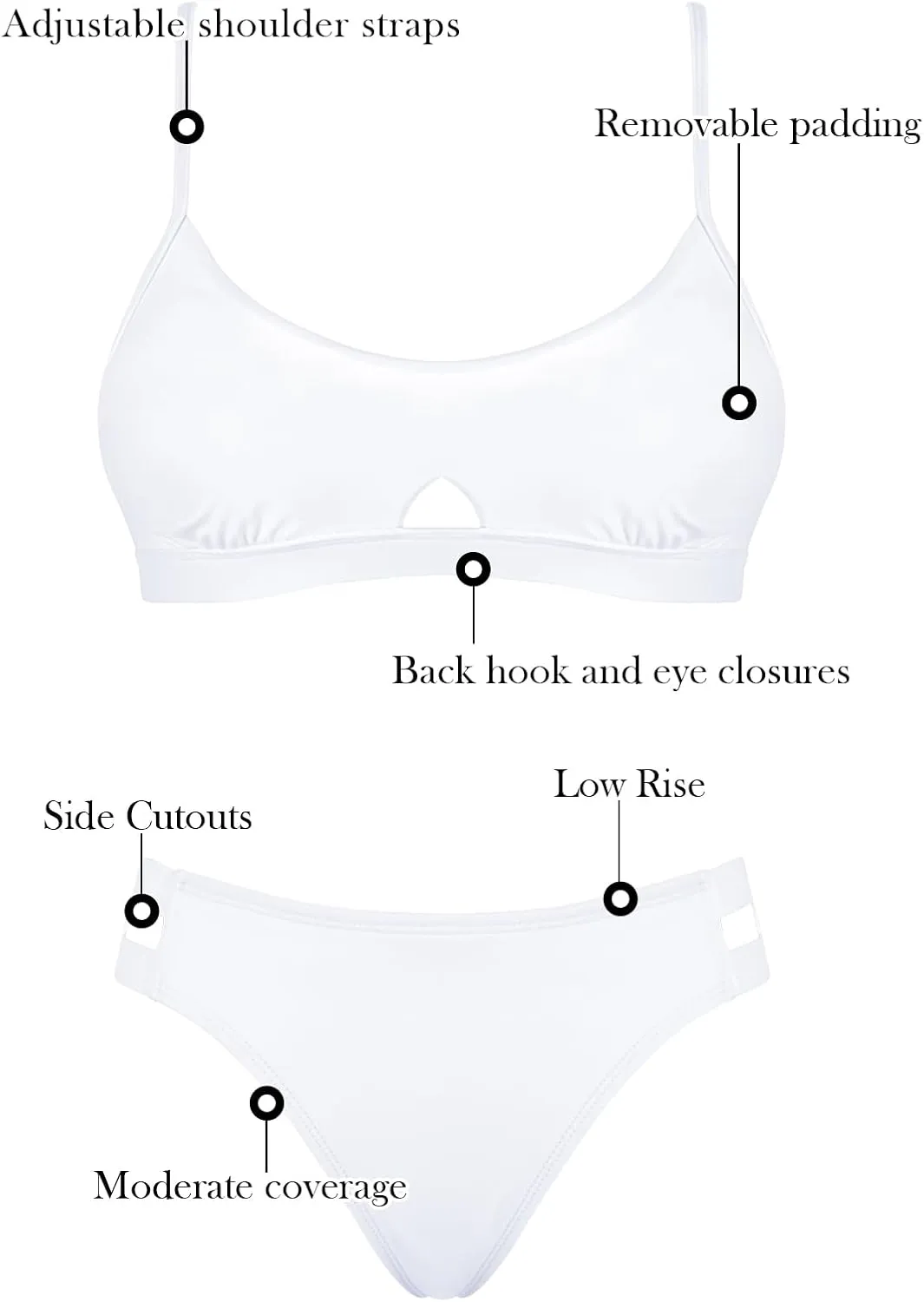 RELLECIGA Low Waisted Bikini Set for Women Scoop Neck Cutout Two Piece Swimsuit