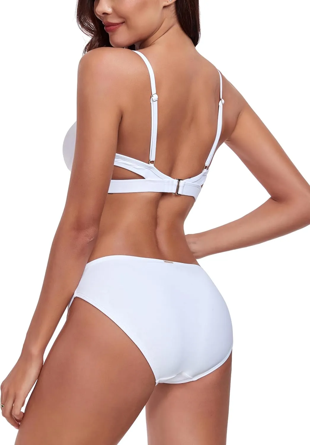 RELLECIGA Low Waisted Bikini Set for Women Scoop Neck Cutout Two Piece Swimsuit