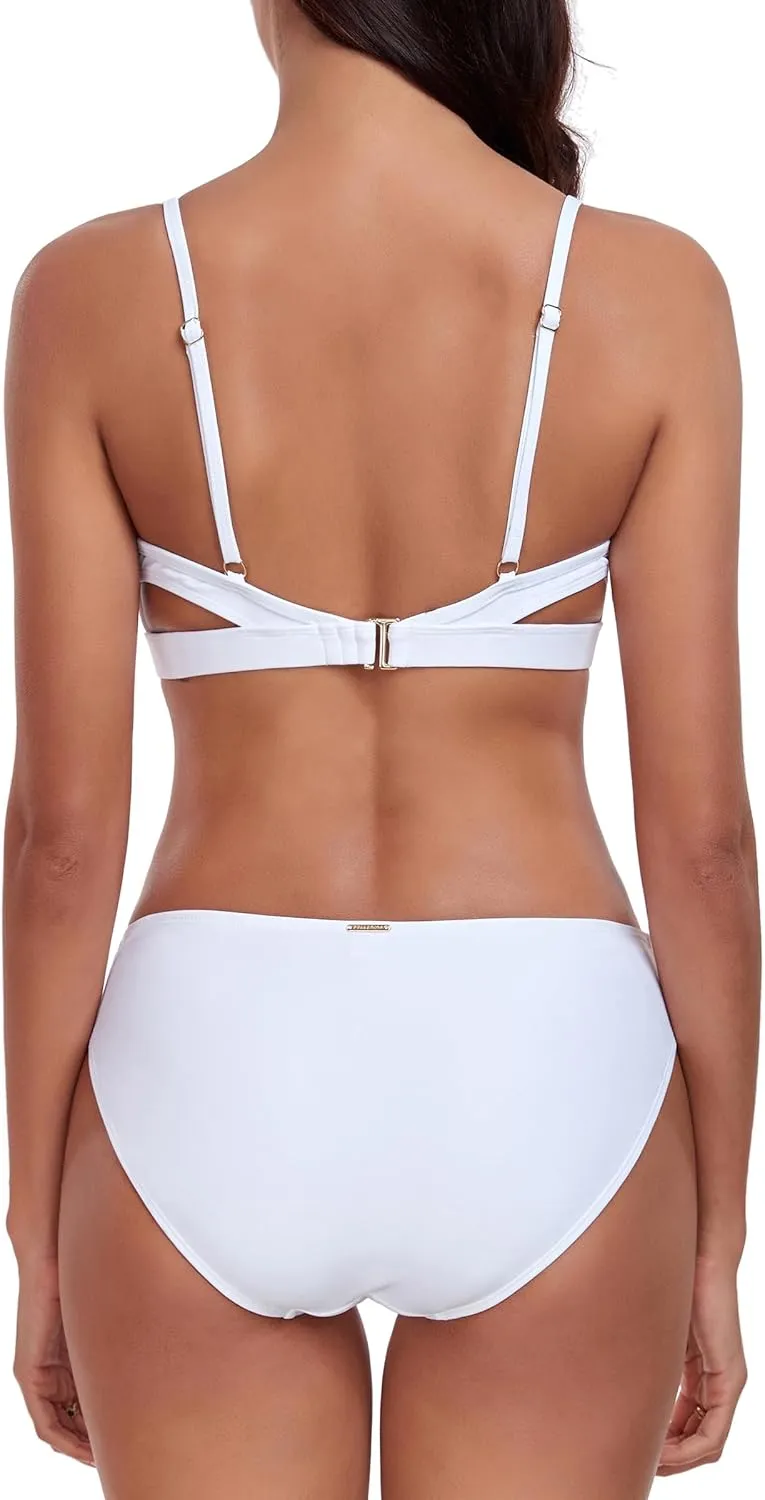 RELLECIGA Low Waisted Bikini Set for Women Scoop Neck Cutout Two Piece Swimsuit