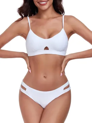 RELLECIGA Low Waisted Bikini Set for Women Scoop Neck Cutout Two Piece Swimsuit