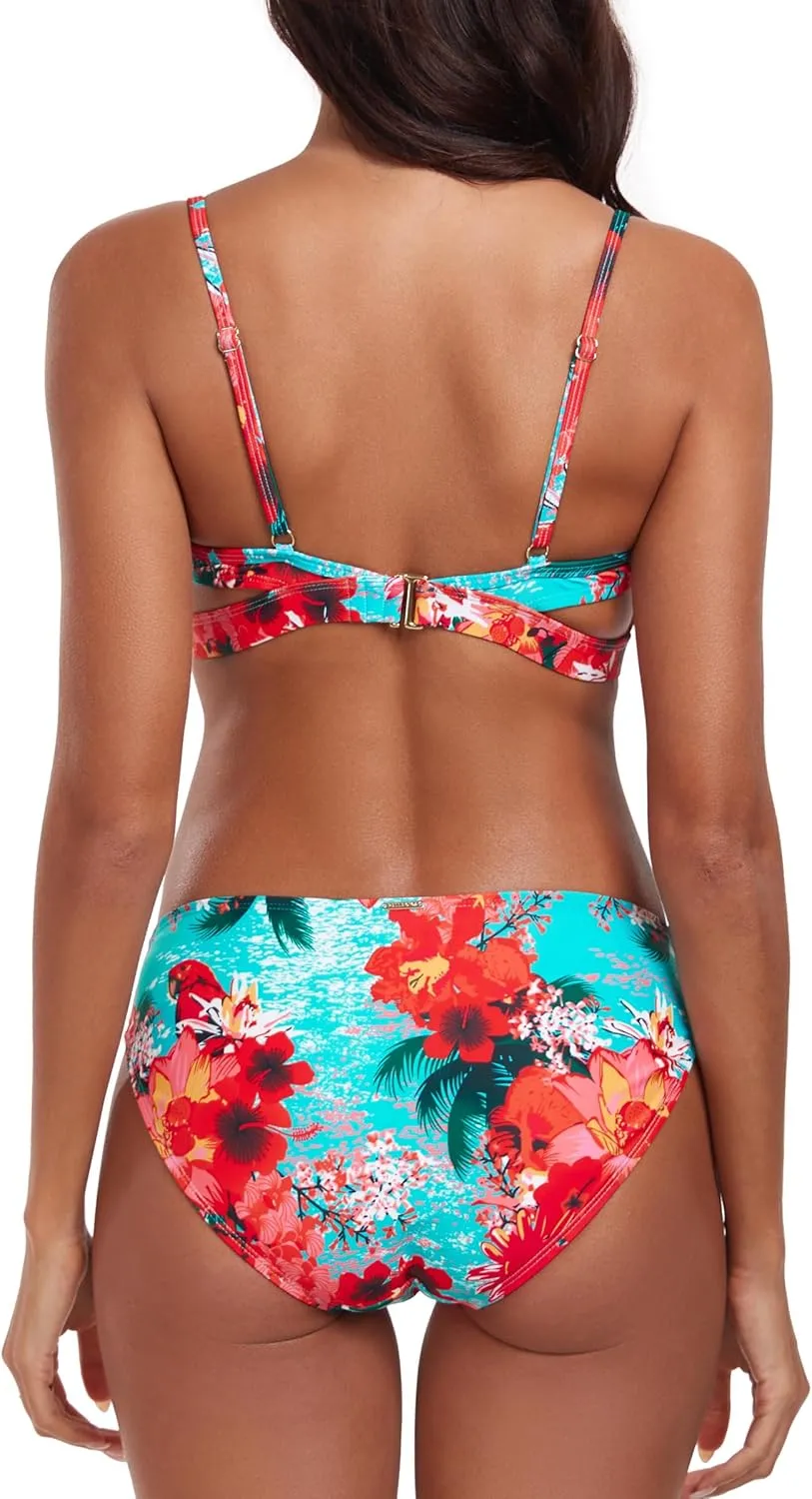 RELLECIGA Low Waisted Bikini Set for Women Scoop Neck Cutout Two Piece Swimsuit