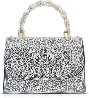 Rhinestone Evening Bag for Women, Fashions Clutch Purses, Crossbody Bag for Wedding Party(Black)