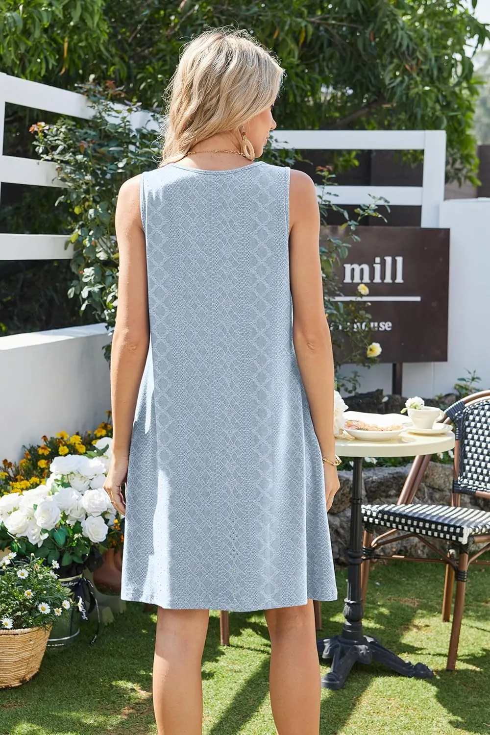 SAMPEEL Summer Dresses for Women 2025 Eyelet Sleeveless Sundresses Tank Dresses with Pockets