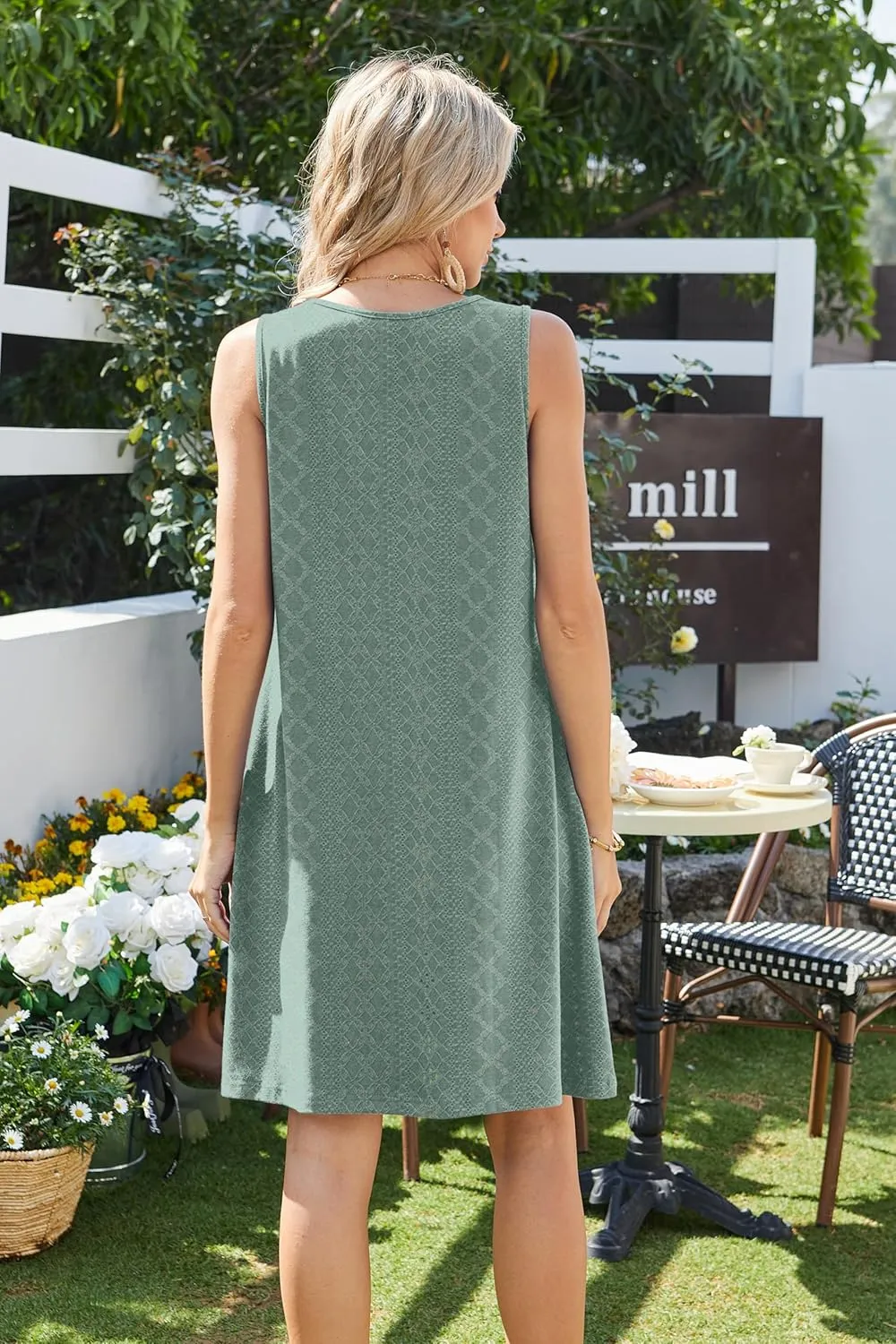 SAMPEEL Summer Dresses for Women 2025 Eyelet Sleeveless Sundresses Tank Dresses with Pockets