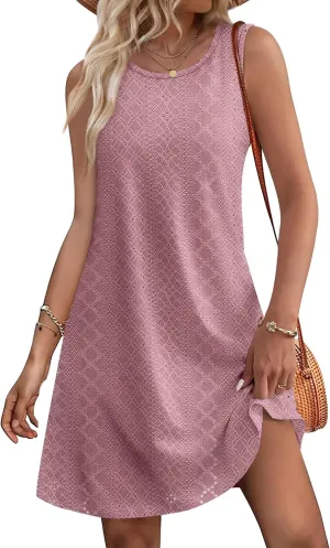 SAMPEEL Summer Dresses for Women 2025 Eyelet Sleeveless Sundresses Tank Dresses with Pockets