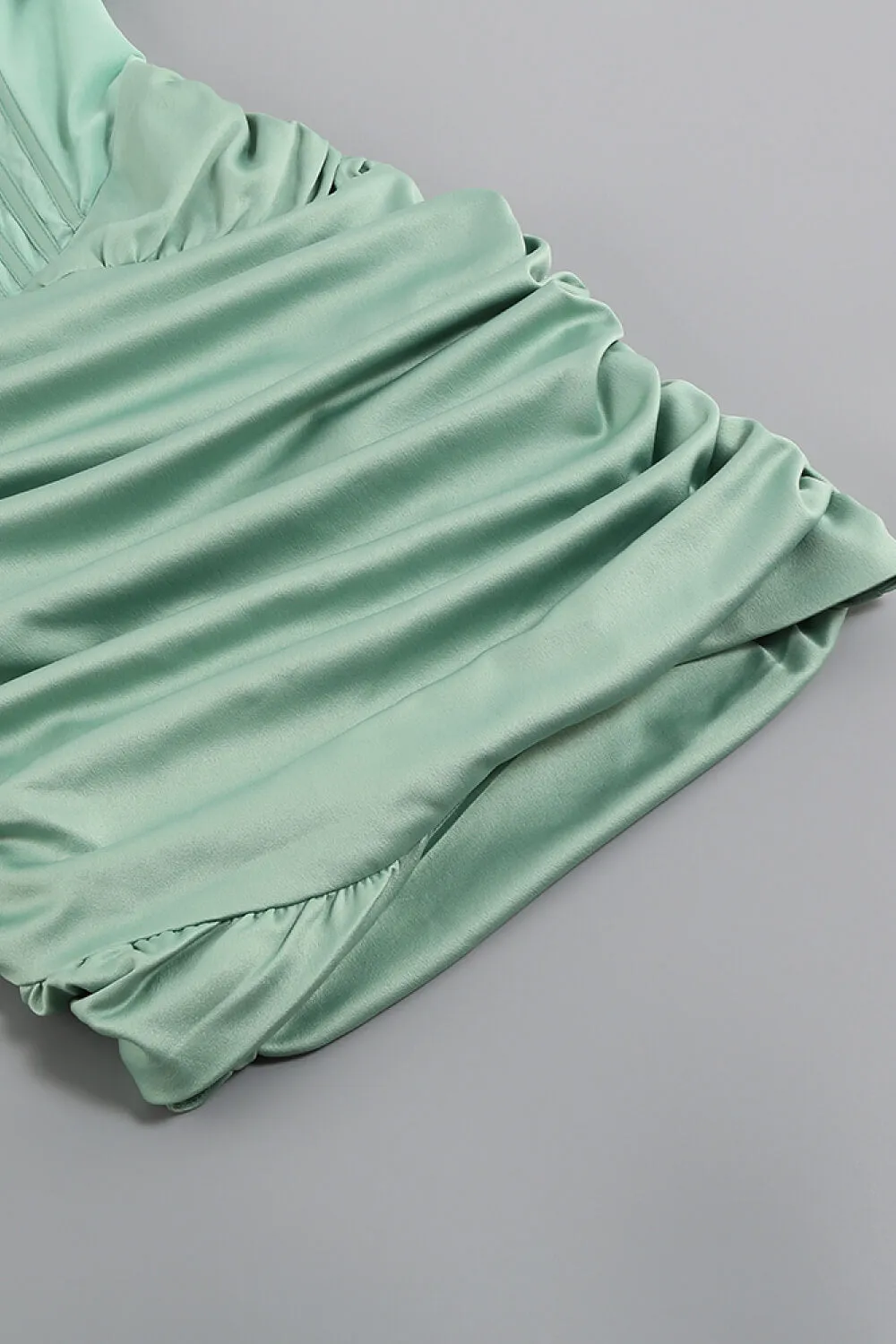 Satin Ruched Off-Shoulder Bodycon Dress