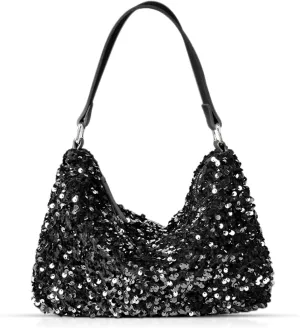Sequin Clutch Purses, Evening Bag, Underarm Bag, Shoulder Bag for Women Wedding, Prom, Parties, Travel(Black)