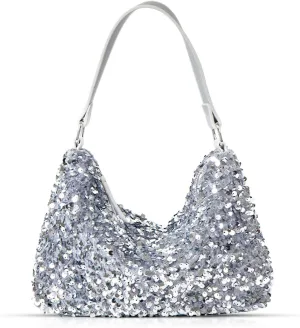 Sequin Clutch Purses, Evening Bag, Underarm Bag, Shoulder Bag for Women Wedding, Prom, Parties, Travel(Silver)