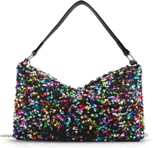 Sequin Clutch Purses for Women, Evening Bag, Leather Shoulder Strap, Underarm Bag, Shoulder Bag for Wedding, Prom, Parties, Travel(Color)