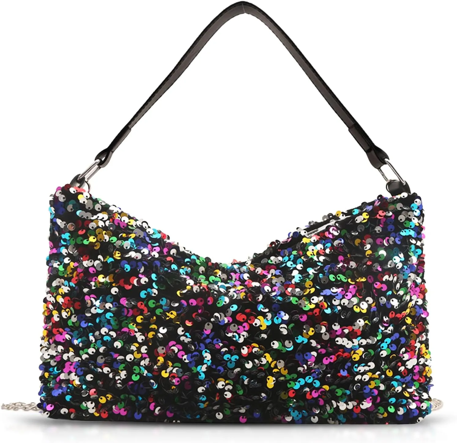 Sequin Clutch Purses for Women, Evening Bag, Leather Shoulder Strap, Underarm Bag, Shoulder Bag for Wedding, Prom, Parties, Travel(Color)