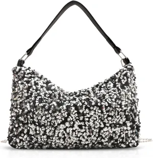 Sequin Clutch Purses for Women, Evening Bag, Leather Shoulder Strap, Underarm Bag, Shoulder Bag for Wedding, Prom, Parties, Travel(Silver)