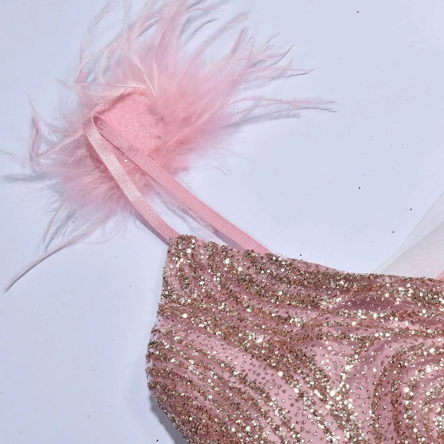 Sexy Party Dress with Feather Halter and Deep V Neck for Women Plus Size Fancy Dresses