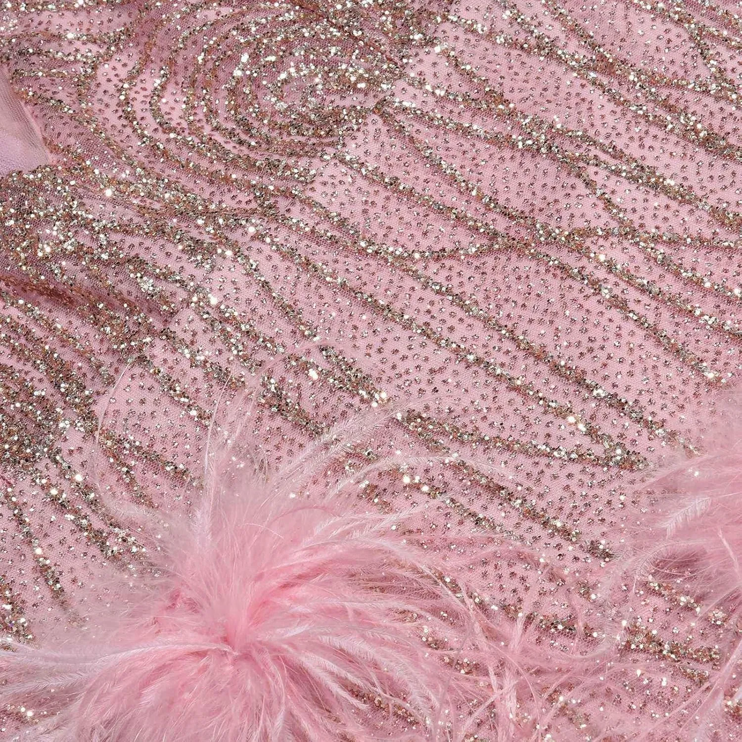 Sexy Party Dress with Feather Halter and Deep V Neck for Women Plus Size Fancy Dresses