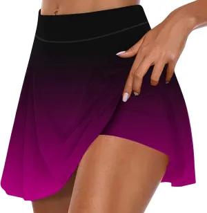 Skirts for Women Trendy Gradient Workout Sports Skirt Tummy Control Skirt Elastic High Waisted Casual Mini Skirt