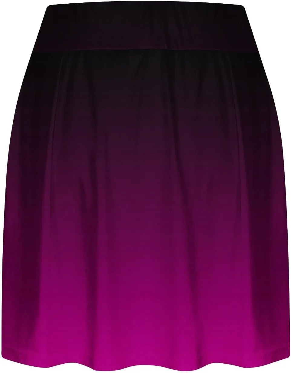 Skirts for Women Trendy Gradient Workout Sports Skirt Tummy Control Skirt Elastic High Waisted Casual Mini Skirt