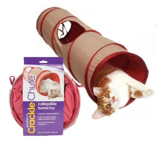 SmartyKat Crackle Chute Cat Toy Collapsible Tunnel Folding Cat Tent