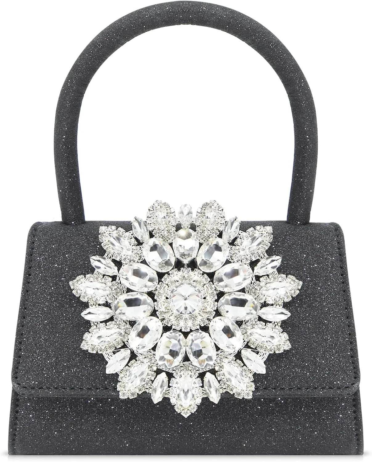 Sparkle Evening Bag, Rhinestone Small Tote Bag, Clutch Purses for Women for Wedding, Prom, Parties, Travel (Black)