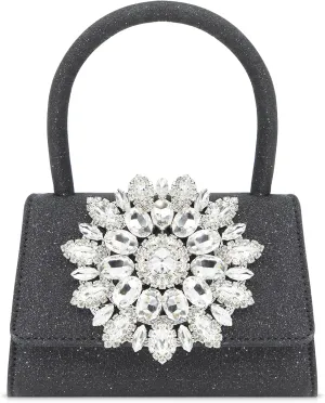 Sparkle Evening Bag, Rhinestone Small Tote Bag, Clutch Purses for Women for Wedding, Prom, Parties, Travel (Black)