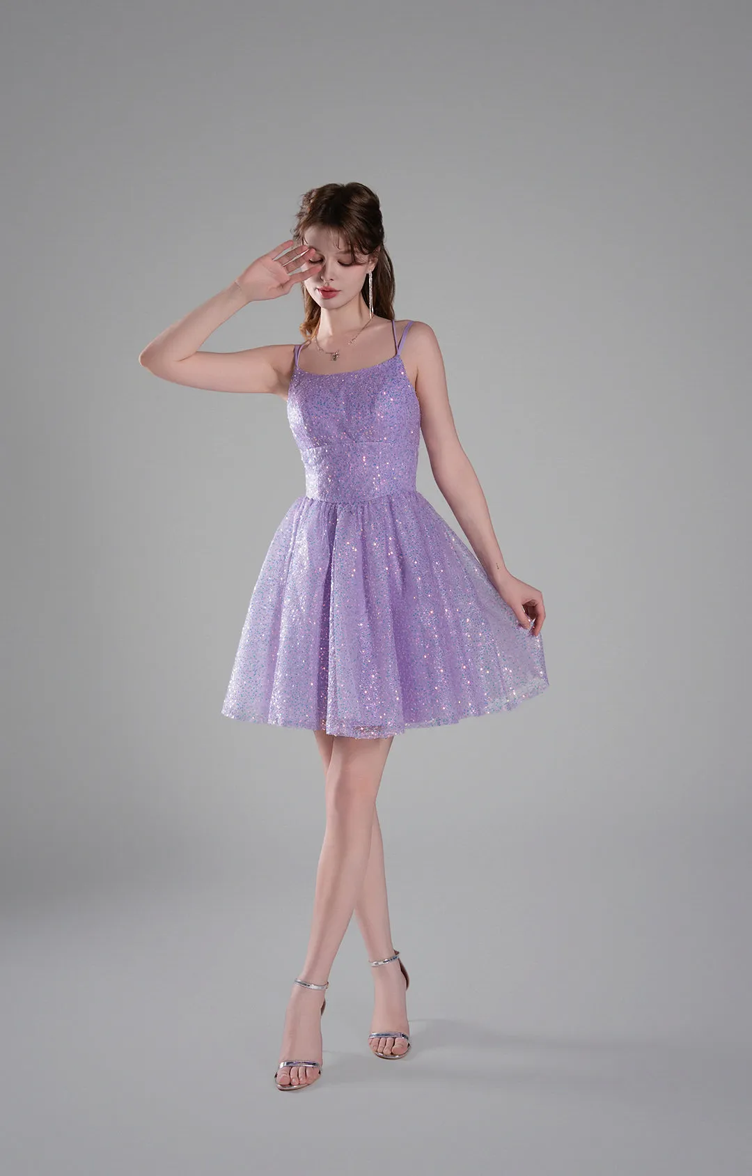 Square Neck Corset Lace-Up Appliqued Mini Dresses