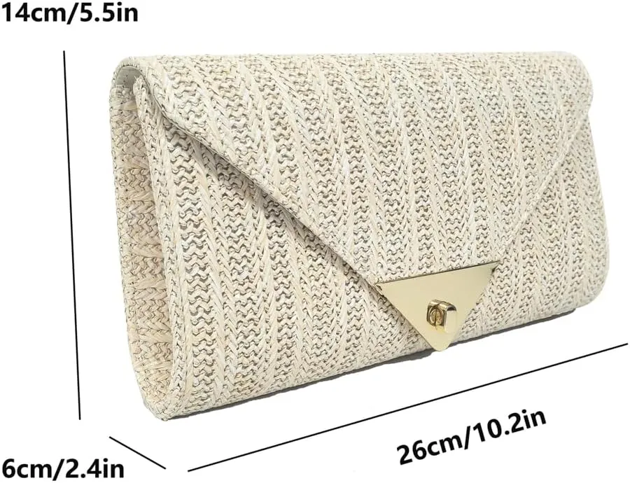 Straw Clutch Purse for Women Fashion Woven Designer Y2k Elegant Party Prom Shoulder Crossbody Bag Evening Bag 2025