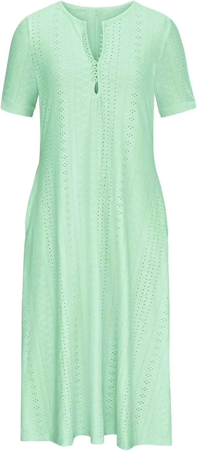 Summer Boho Floral Maxi Dress for Women Linen Beach Sundress with Pockets V-Neck Lace Trim Flowy Vacation Dress