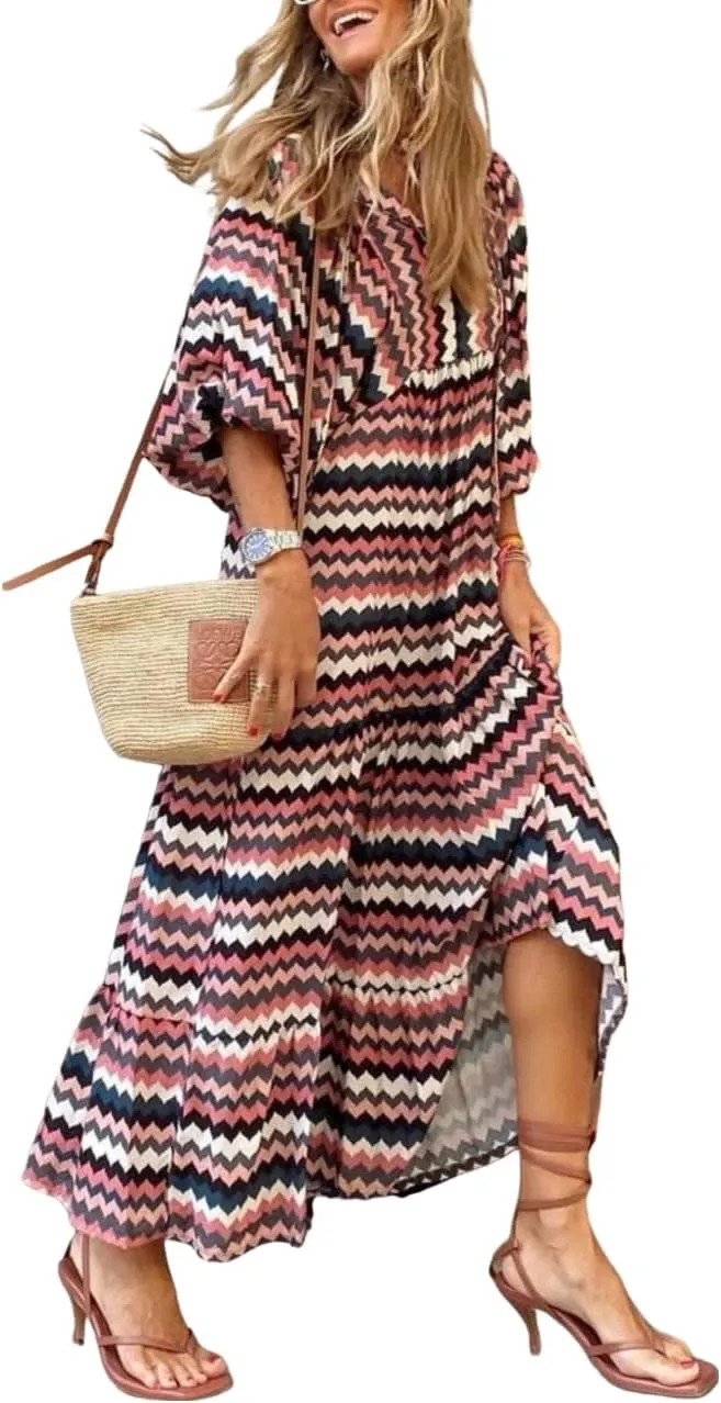 Summer Dresses for Women 2024 Casual Beach Flowy Maxi Dress Hawaiian Sun Dresses Ladies Club Party Dress