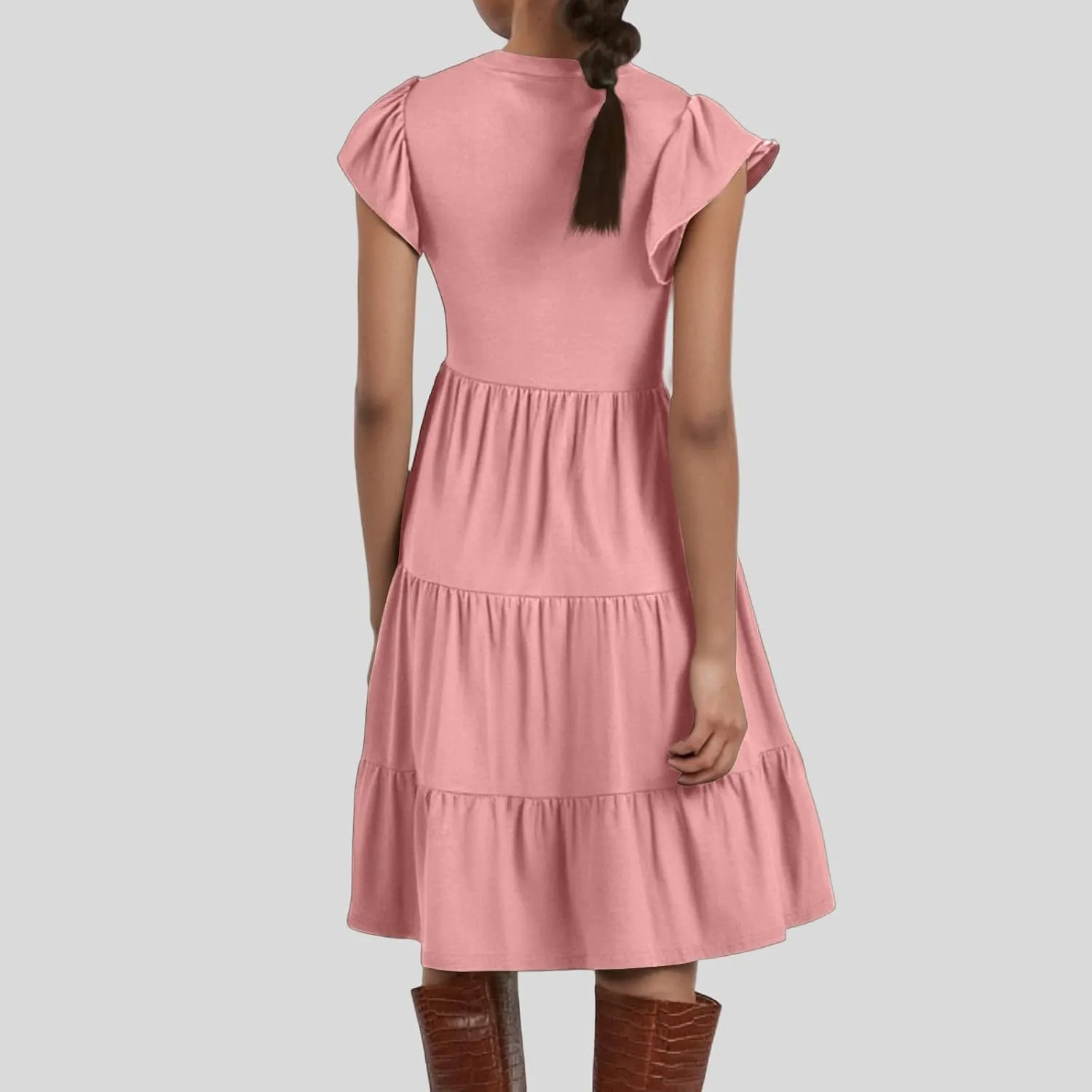 Summer Dresses for Women 2025 Ruffle Sleeve V-Neck Layered A-Line Midi Wedding Guest Boho Beach Vacation Sundresses