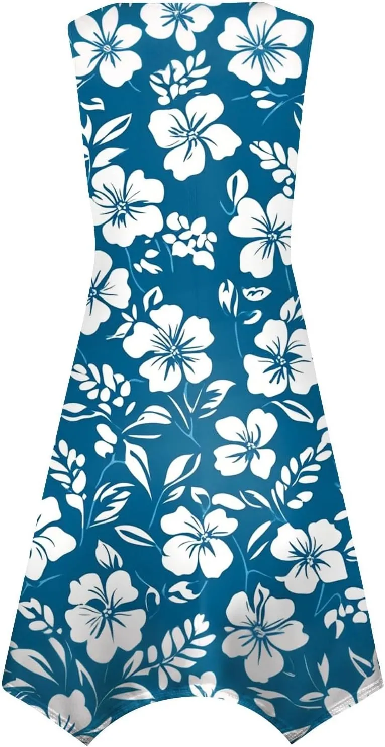 Summer Dresses for Women Beach Boho Sleeveless Vintage Floral Flowy Tshirt Tank Sundresses