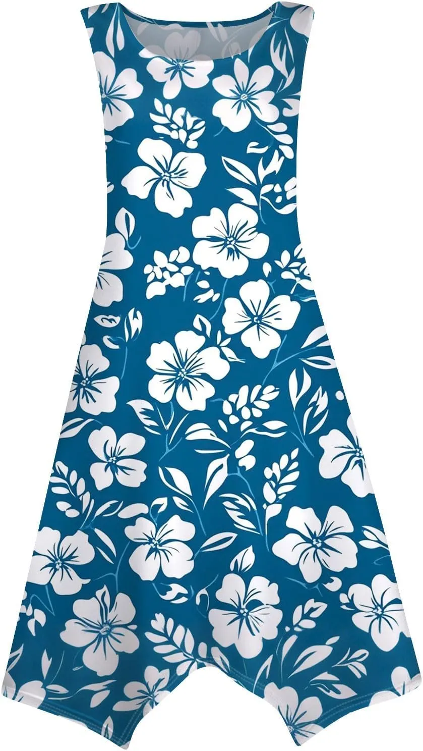 Summer Dresses for Women Beach Boho Sleeveless Vintage Floral Flowy Tshirt Tank Sundresses