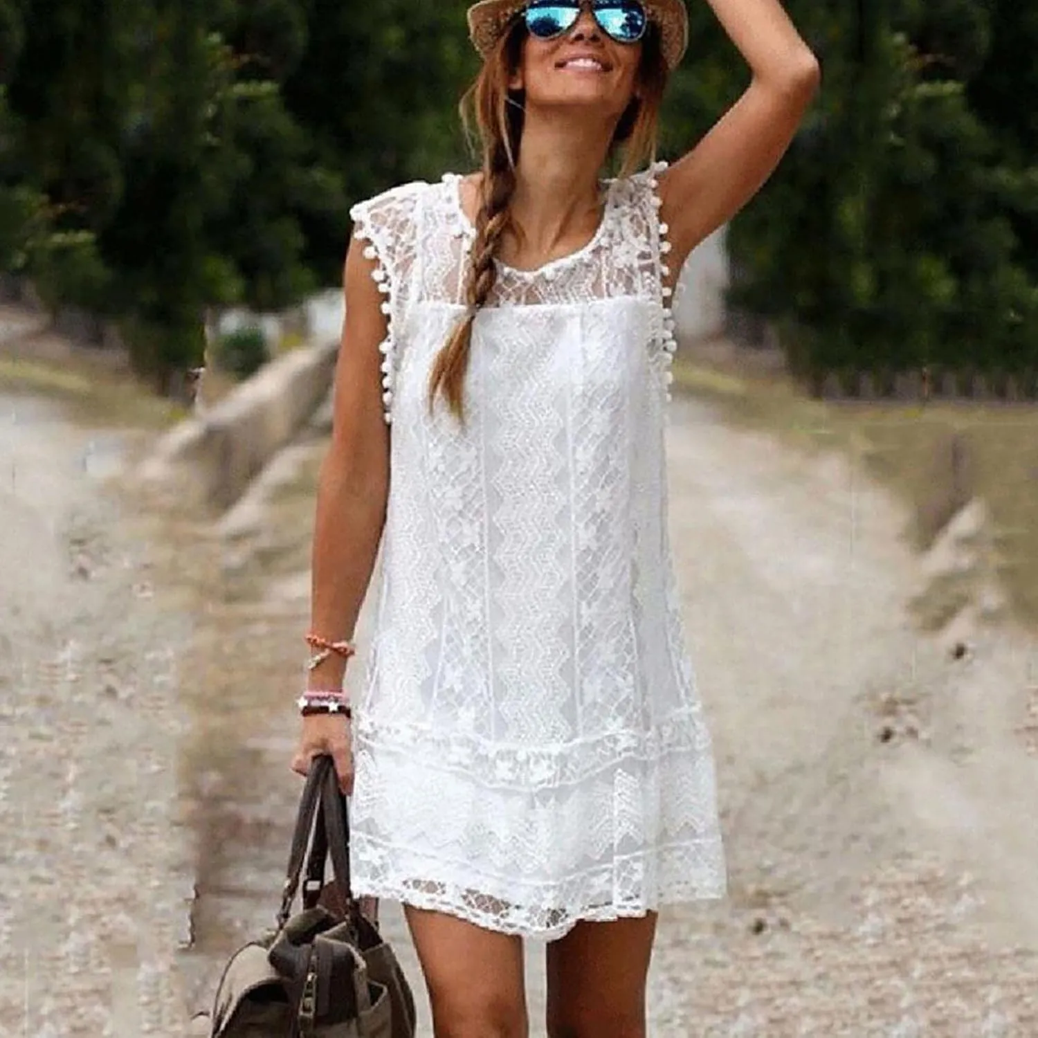 Summer Lace Dresses for Wedding Guest,Womens Casual Plain Sleeveless Mini Dress Bridesmaid Short Prom Party Dresses