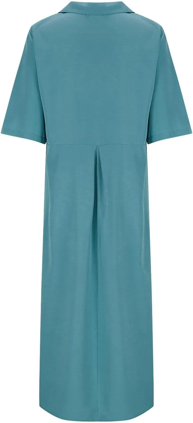 Summer Midi Dresses for Women 2024 Button Down Dress Lapel Neck Trendy Formal Plus Size Clothes Business Going Out