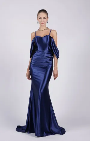 Sweetheart Off-Shoulder Pleated Satin Mermaid Evening Dresses