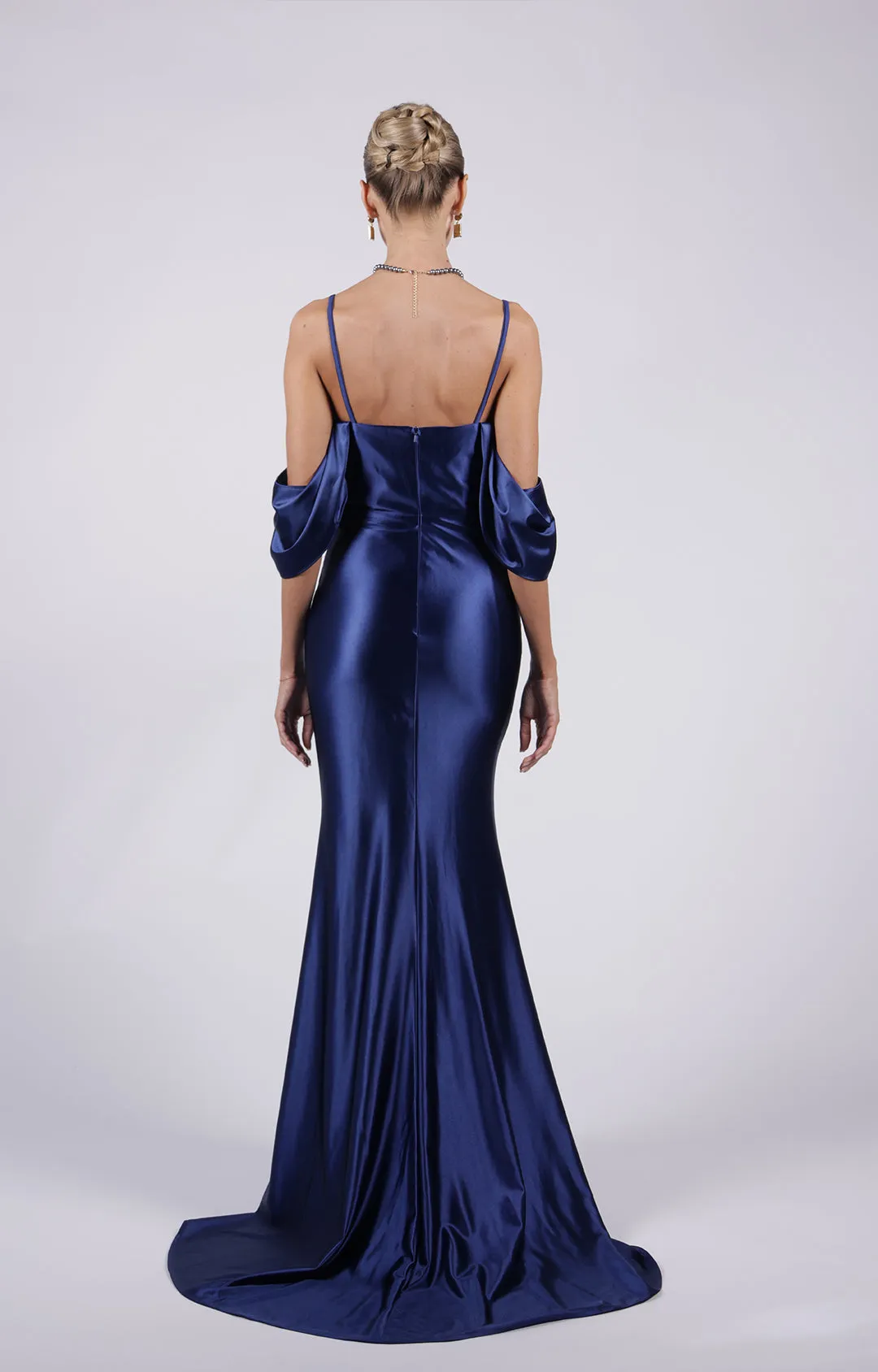 Sweetheart Off-Shoulder Pleated Satin Mermaid Evening Dresses