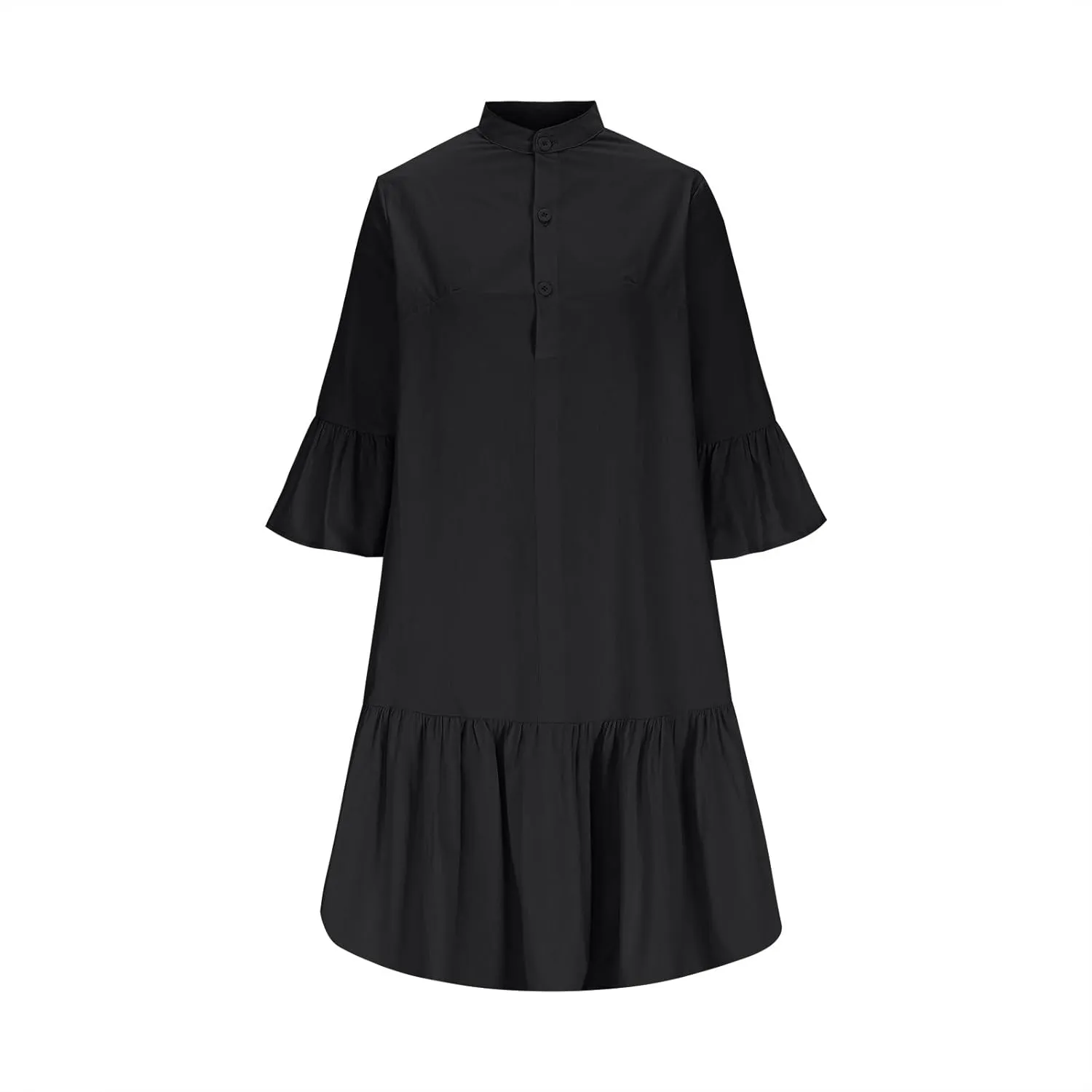 TANGNADE Beach Dresses for Women 2025 Vacation 3/4 Sleeve Summer Button Down V Neck Flowy Loose Casual Beach Dress