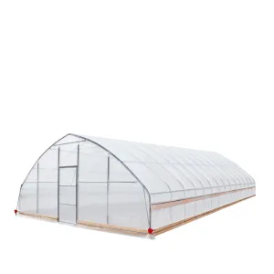 TMG Industrial 25’ x 60’ Tunnel Greenhouse Grow Tent w/6 Mil Clear EVA Plastic Film, Cold Frame, Hand Crank Roll-Up Sides, Peak Ceiling Roof, TMG-GH2560