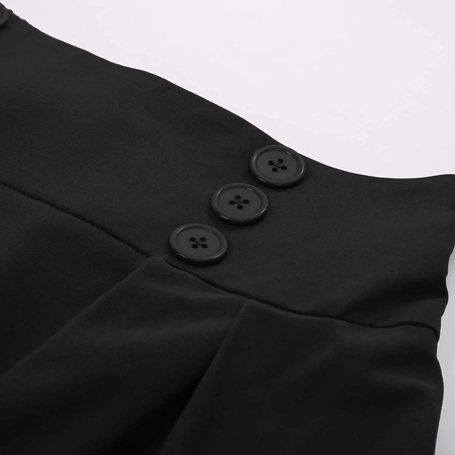 Uillui Womens Gothic Pleated Skirt Vintage 50s Midi Skirt Below the Knee High Waist Button Front Party Casual Flared Skirt