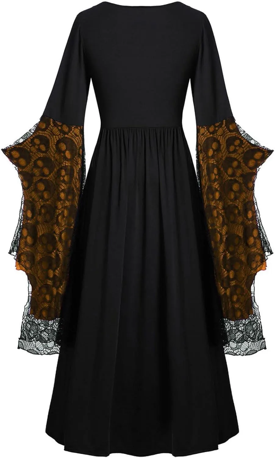 Vacation Halloween Dresses for Women Sleeve V Neck Lace Skull Midi Vintage Goth Thermal Fuzzy Dresses Women