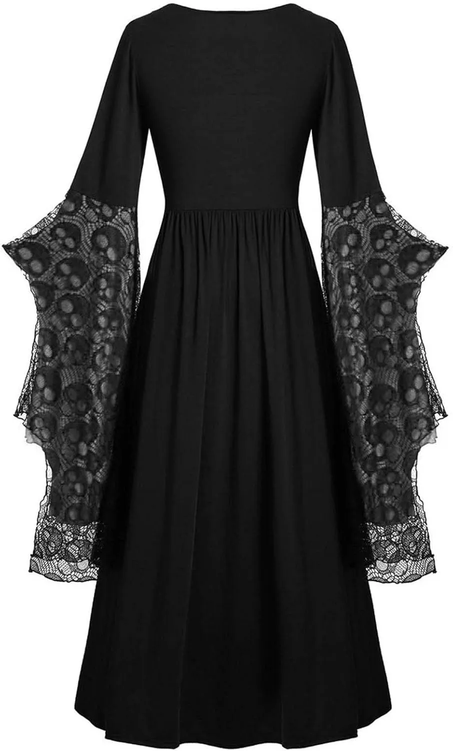Vacation Halloween Dresses for Women Sleeve V Neck Lace Skull Midi Vintage Goth Thermal Fuzzy Dresses Women