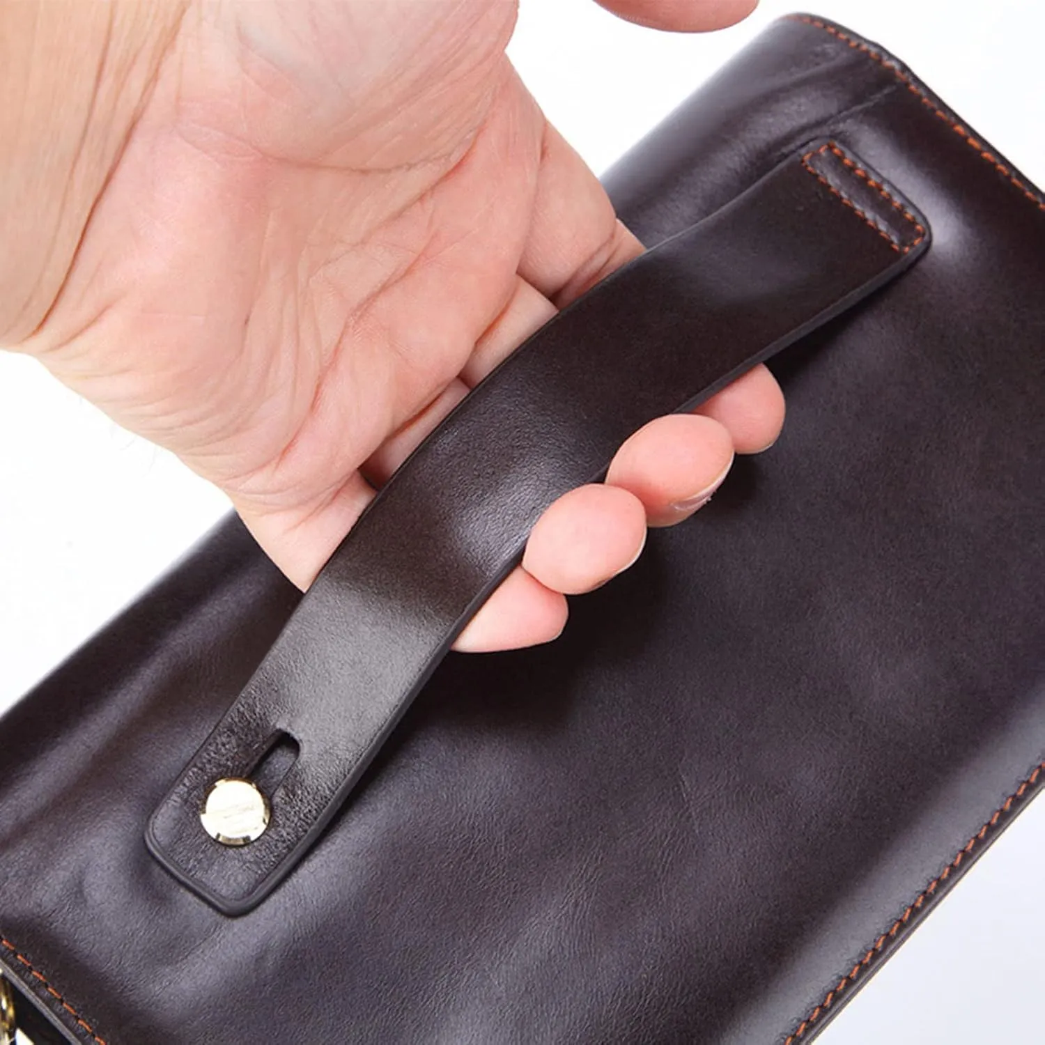 Wallets for Men Women Wristlet Clutch Handbag Phone & Card Holder Purse Vintage Genuine Leather Zip Around Wallet